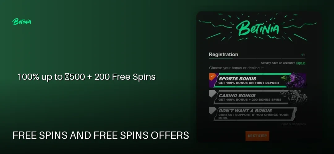 Betinia promotional banner