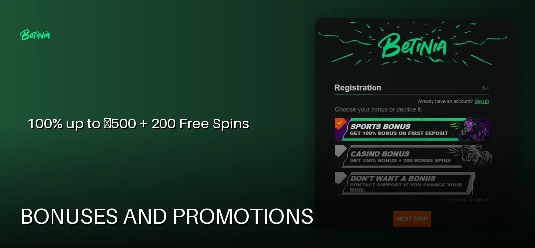 Betinia promotional banner